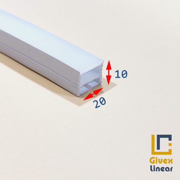 گیوکس پروفیل سیلیکونی لاین نوری بدون لبه افقی خم از رو 20 برش 10 میل