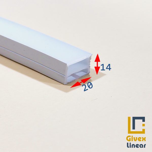 گیوکس پروفیل سیلیکونی لاین نوری بدون لبه افقی خم از رو 20 برش 14 میل