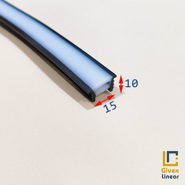 گیوکس پروفیل سیلیکونی لاین نوری کاور لبه دار دور مشکی 15 برش 10 میل