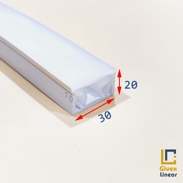 لاین نوری توکار پروفیل سیلیکونی لاین نوری بدون لبه عمودی خم پهلو 30 برش 20 میل