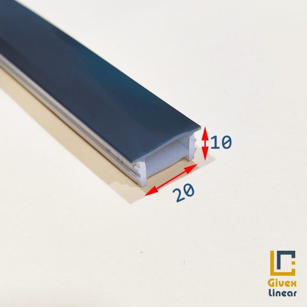 گیوکس پروفیل سیلیکونی لاین نوری کاور لبه دار سطح مشکی 20 برش 10 میل