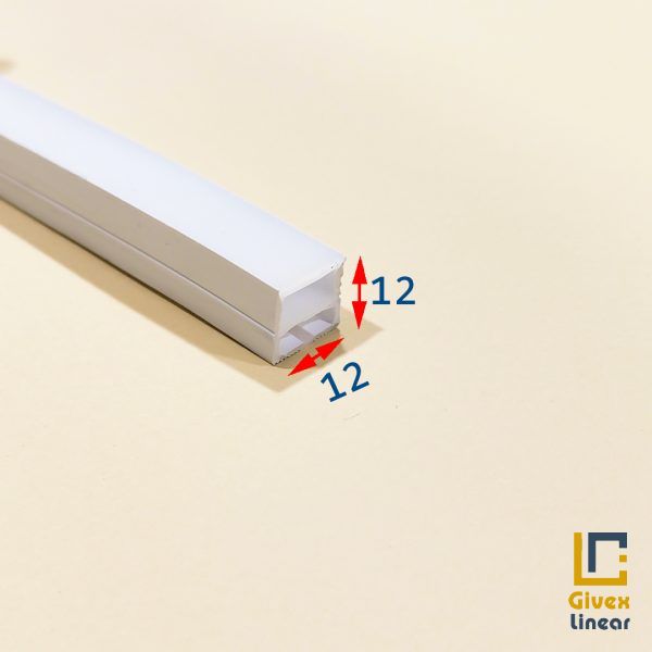 گیوکس پروفیل سیلیکونی لاین نوری بدون لبه افقی خم از رو 12 برش 12 میل