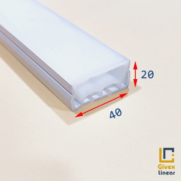 گیوکس پروفیل سیلیکونی لاین نوری بدون لبه افقی دو لاین 40 برش 20 میل